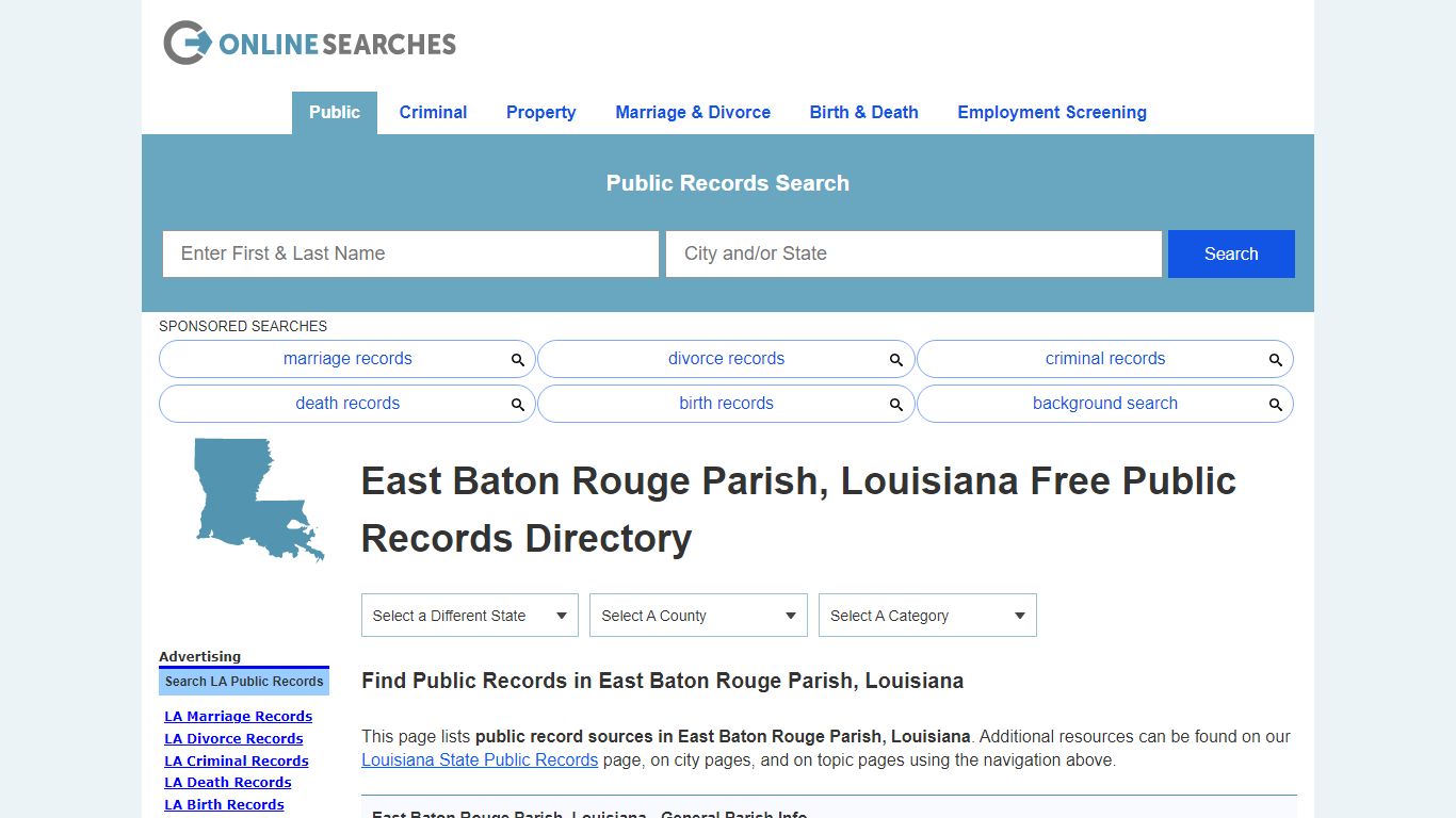 East Baton Rouge Parish, Louisiana Public Records Directory